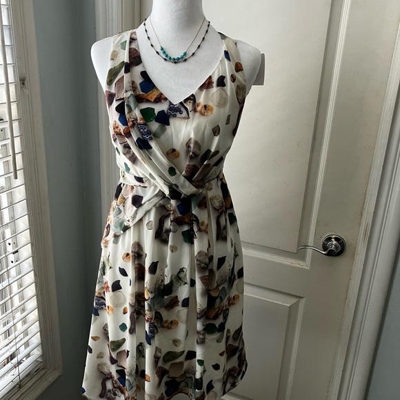 Elegant Costal vibe Multicolor Sleeveless very elegant waistband. Vintage dress - Picture 2 of 14